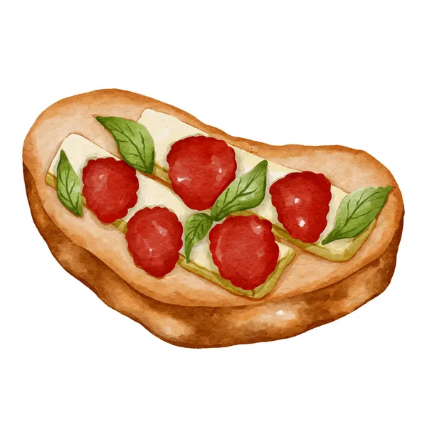 Toast Jahodami Sýrem Akvarelovém Stylu — Stockový vektor