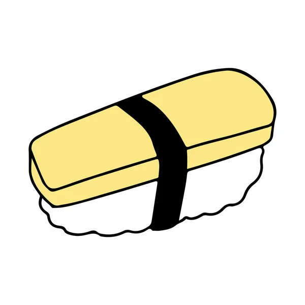 Cartoon Sushi Japonês Ovo Doce Envolto Algas Marinhas —  Vetores de Stock