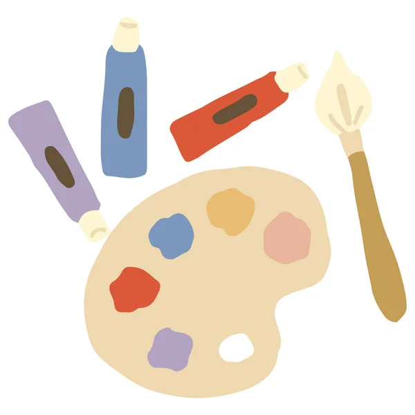 Watercolor Palette Paints Paintbrushes — Stock Vector