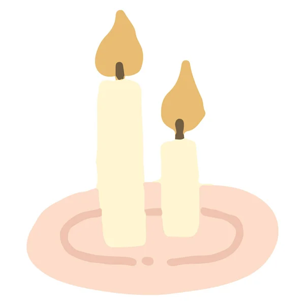 白色背景上燃烧的蜡烛 矢量图解 — 图库矢量图片