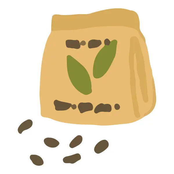 白い背景にコーヒー豆のフラット漫画スタイルのアイコン — ストックベクタ