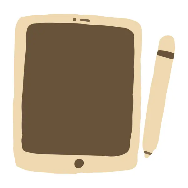 Εικονίδιο Σχεδίασης Συσκευής Tablet Κινουμένων Σχεδίων Λευκό Φόντο — Διανυσματικό Αρχείο