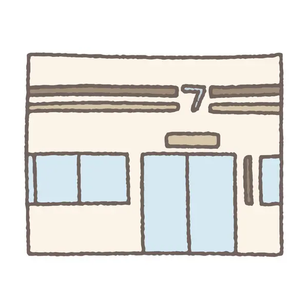 Cartoon Doodle House Store Simple Line — Stock Vector