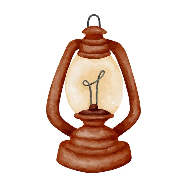 Aquarela Lanterna Vintage Fundo Branco — Vetor de Stock