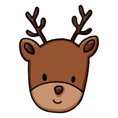 Ren geyiği çizgi film ikonu. Noel sezonu dekorasyonu ve kutlama teması. Yalnız tasarım. vektör illüstrasyonu