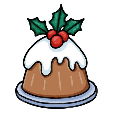 Kirazlı suluboya resimli çikolatalı Noel Keki.