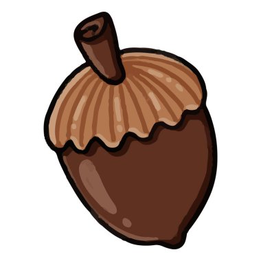 Karikatür meşe palamudu beyaz arka planda izole edilmiş. vektör illüstrasyonu