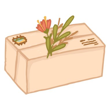 Çiçekli bir karikatür kutusunun vektör çizimi