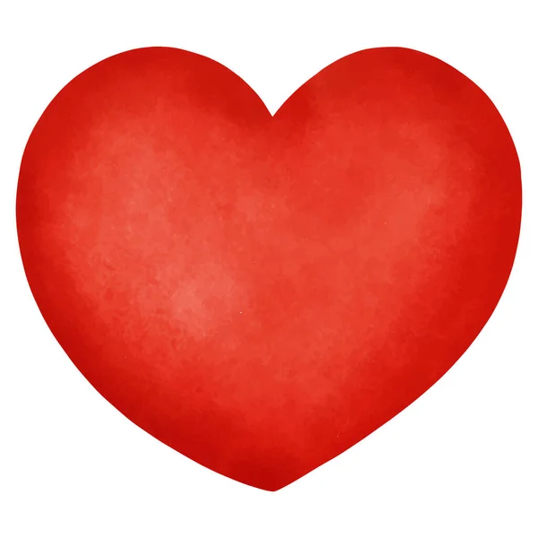 Kırmızı Suluboya Kalp Beyaz Arkaplanda Boyaması — Stok Vektör