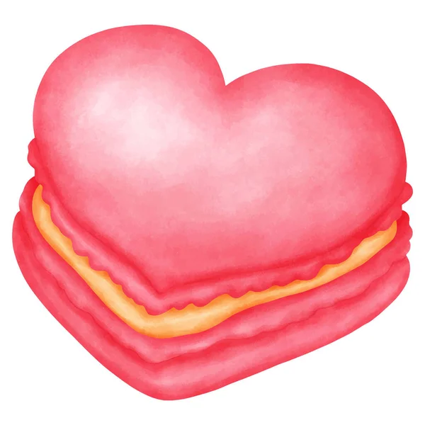 Akvarell Hjärtformade Cupcake Handritad Isolerad — Stock vektor