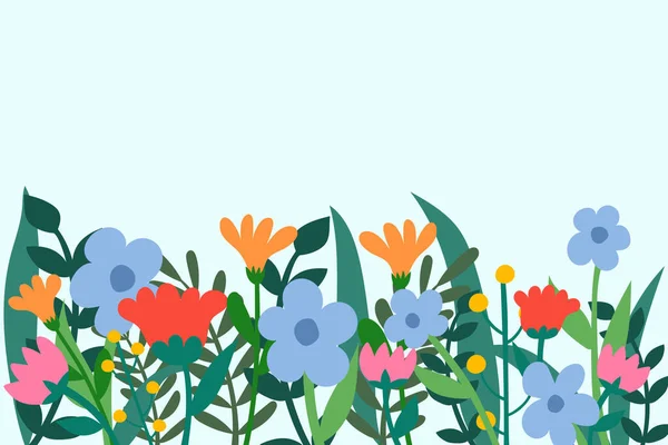 Güzel Çiçekler Yapraklar Çerçeve Vektör Çizim Tasarım — Stok Vektör