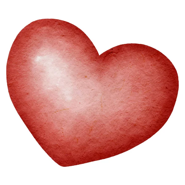 Kırmızı Kalbin Suluboya Çizimi Beyaza Izole Edilmiş — Stok Vektör