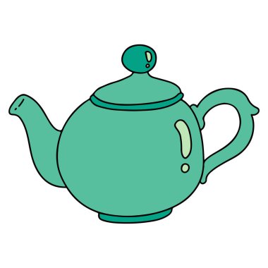 Çizgi film karalaması yeşil çaydanlık