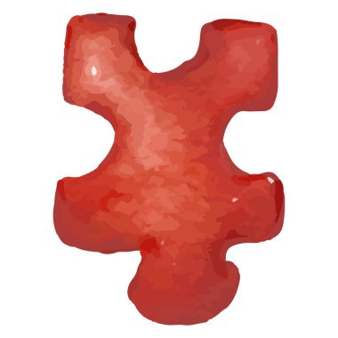 Kırmızı yapboz parçası, suluboya stili