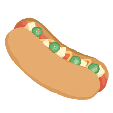 Hardal ve biberli sosisli sandviç.