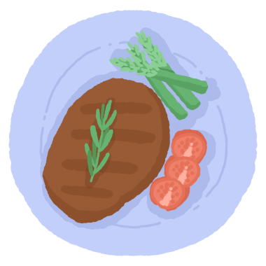 Lezzetli biftek tabağı.