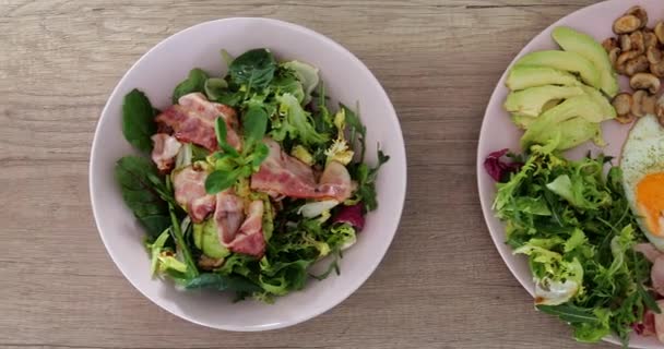Top Plan Rapproché Sain Équilibré Nutritif Maison Fait Petit Déjeuner — Video