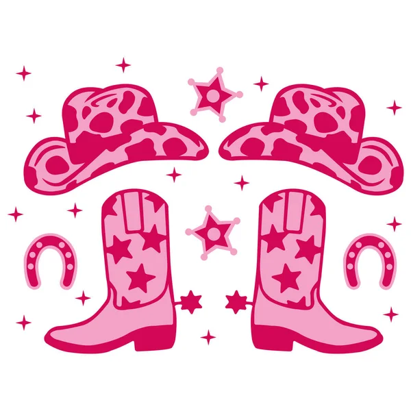 Kovboy Kız Şapka Çizmeleri Vektörü
