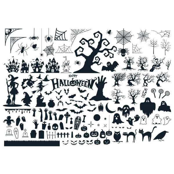 Vektör Siluetinin Cadılar Bayramı Seti