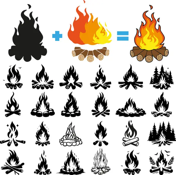 Kamp Ateş Kampı Vektör Kümesi