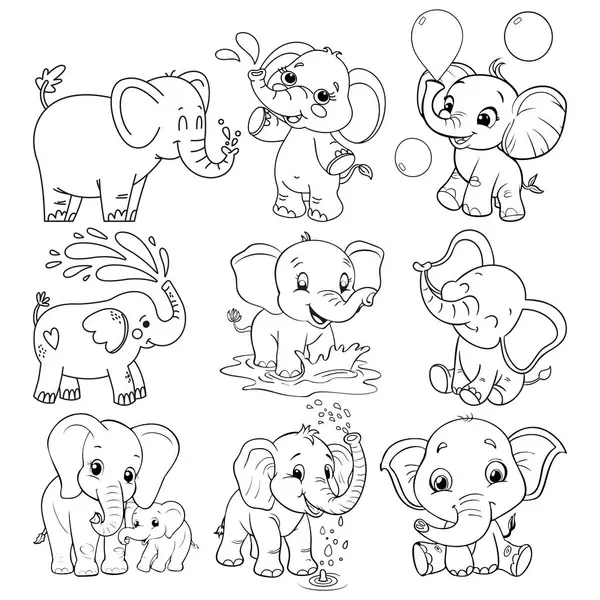 Bebek Fil Şirin Yüz Taslak Vektörü