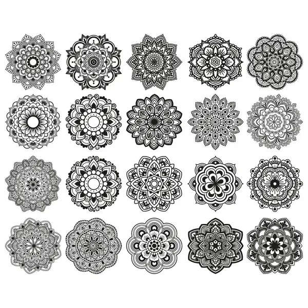 Mandala Çiçek Tasarımı Clipart Vektör Kümesi
