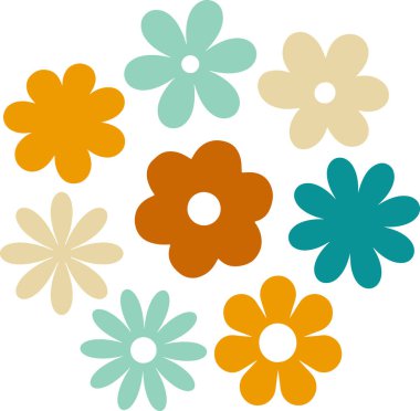 Retro Çiçek, Daisy Vektör Ayarları
