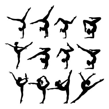 Jimnastik - Atletik Kadın Zarif Poz Vektörü