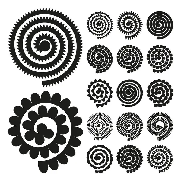 Rolled Flower Vector Set - 3d Kağıt Sanatı Siluetleri