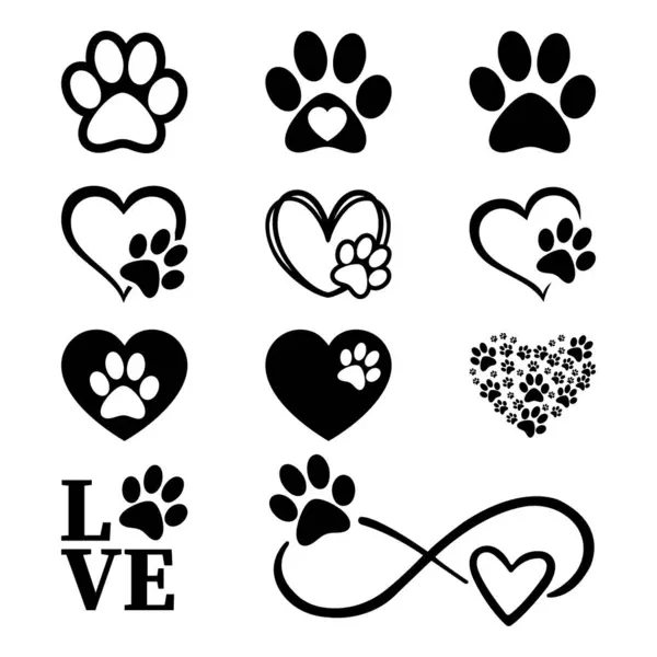 Kalp Pençesi Hayvan Sevgisi Ayak İzi Vektörü Ayarları