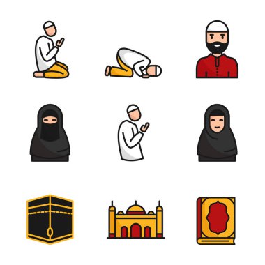 renkli Müslüman simgesi seti