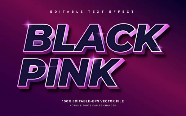 Fekete Rózsaszín Szerkeszthető Szöveges Hatás — Stock Vector