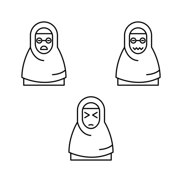 Muszlim Emotikon Vektor Gyűjtemény — Stock Vector
