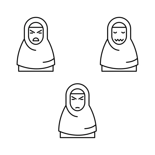 Coleção Vetorial Emoticon Muçulmano — Vetor de Stock