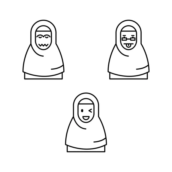 Moslim Emoticon Vector Verzameling — Stockvector