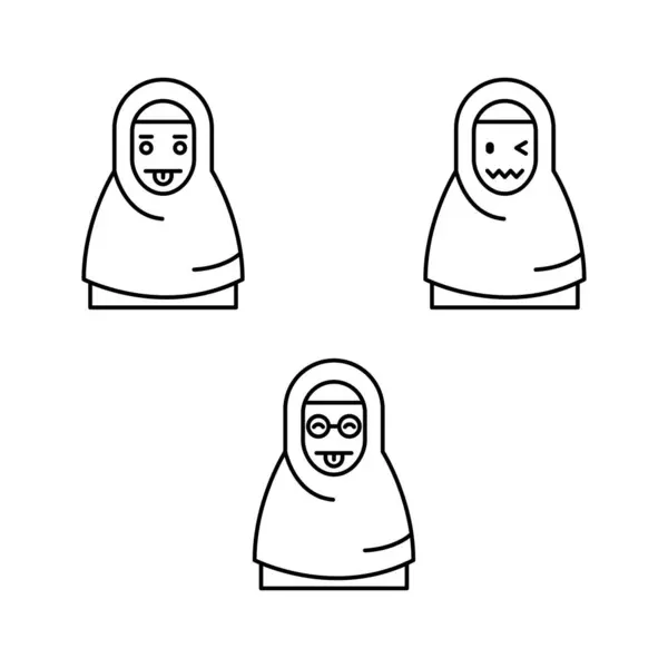 Muszlim Emotikon Vektor Gyűjtemény — Stock Vector