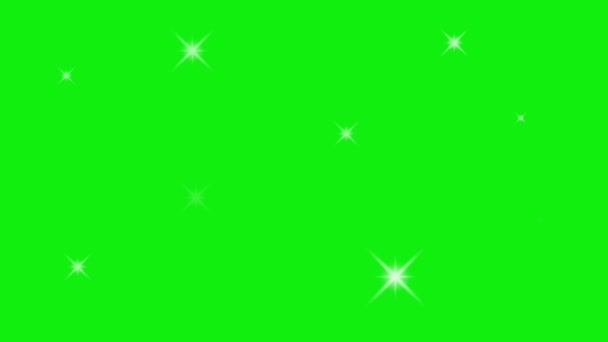 Φαινόμενο Λάμψης Αστεριών Πράσινο Φόντο Οθόνης — Αρχείο Βίντεο