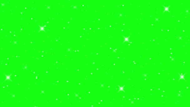 Stjärnor Glans Effekt Grön Skärm Bakgrund — Stockvideo