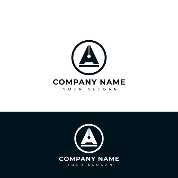 Carta Projeto Vetor Logotipo Pena — Vetor de Stock