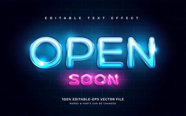 Neon Light Editable Text Effect Template — Stock Vector