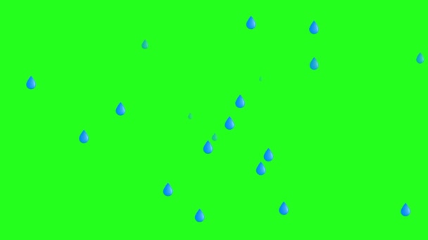 Κινούμενες Σταγόνες Βροχής Πράσινο Φόντο — Αρχείο Βίντεο