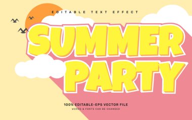 Yaz partisi düzenlenebilir metin efekti şablonu