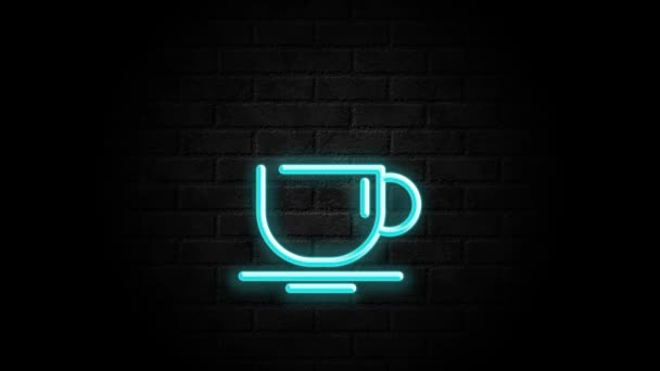 Kávový Neon Nápis Cihlové Zdi Záběry Líbí Předplatné Znamení — Stock video