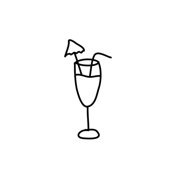 Bicchiere Disegnato Mano Icona Del Succo Semplice Icona Scarabocchiare — Vettoriale Stock