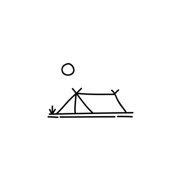 Handritad Camp Tält Ikon Enkel Doodle Ikon — Stock vektor