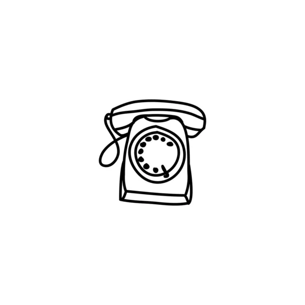 Icono Teléfono Vintage Dibujado Mano Icono Garabato Simple — Vector de stock