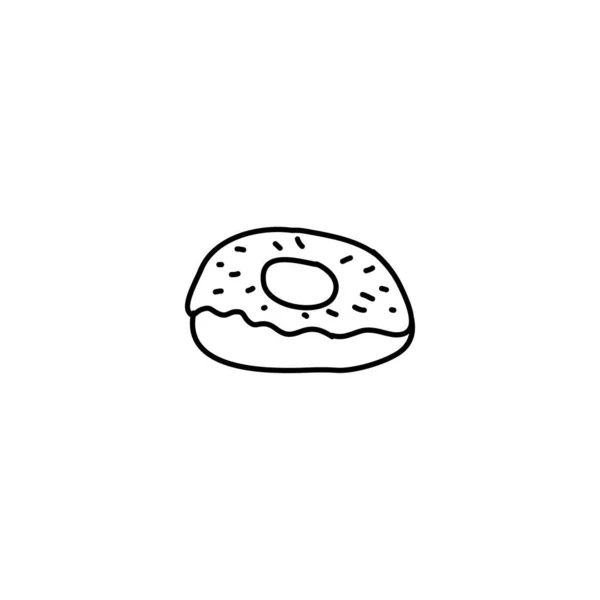 Handritad Donut Ikon Enkel Doodle Ikon — Stock vektor