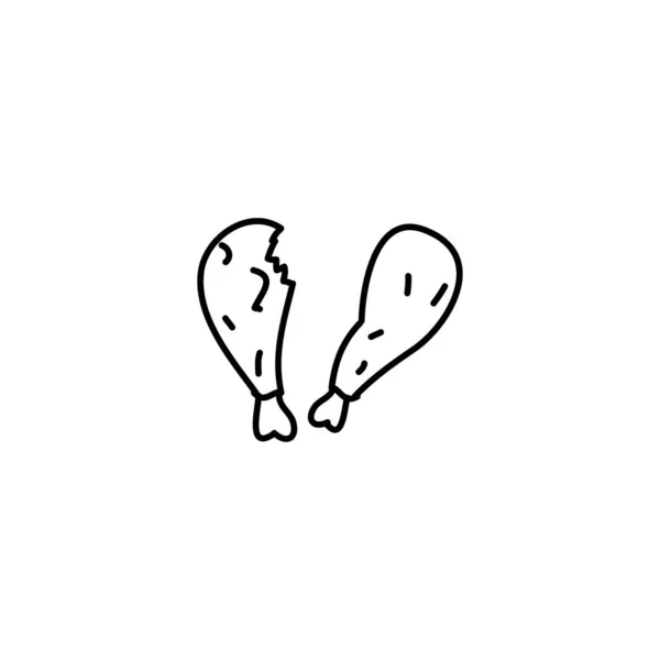Рука Намальована Смажена Куряча Іконка Проста Каракулева Іконка — стоковий вектор