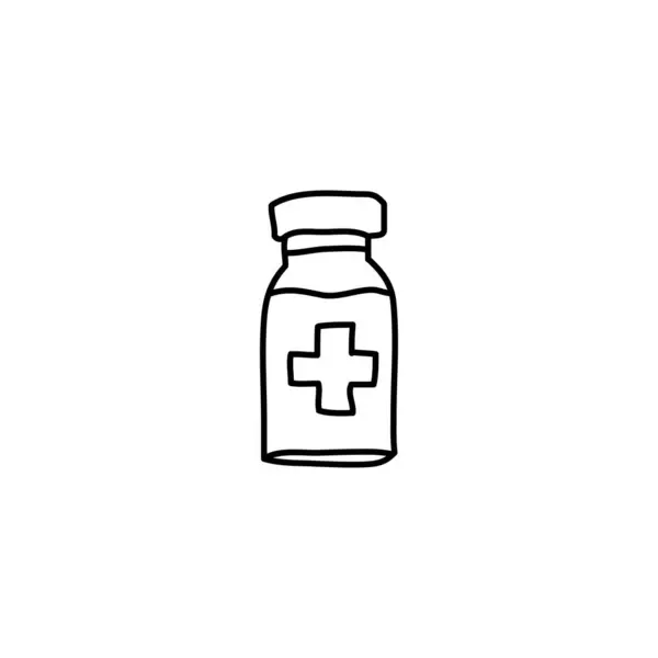 手描き医療ボトルアイコン シンプルな落書きアイコン — ストックベクタ