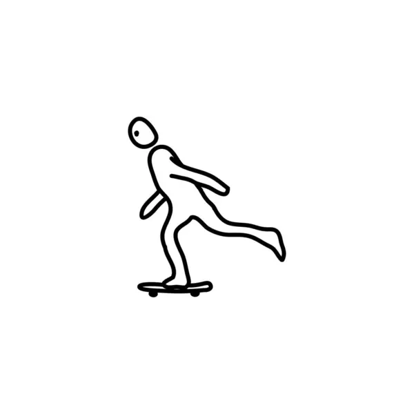 Hand Drawn Skateboarding Icon Simple Doodle Icon — Stock Vector